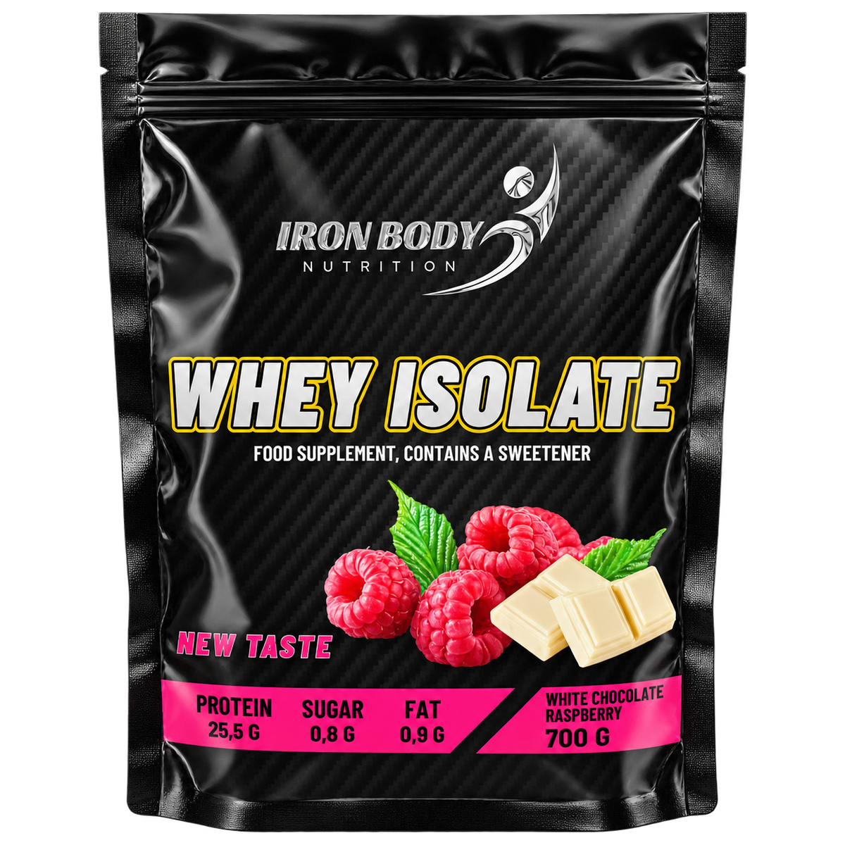 Iron Body Nutrition Whey Isolate White Chocolate Raspberry 700g