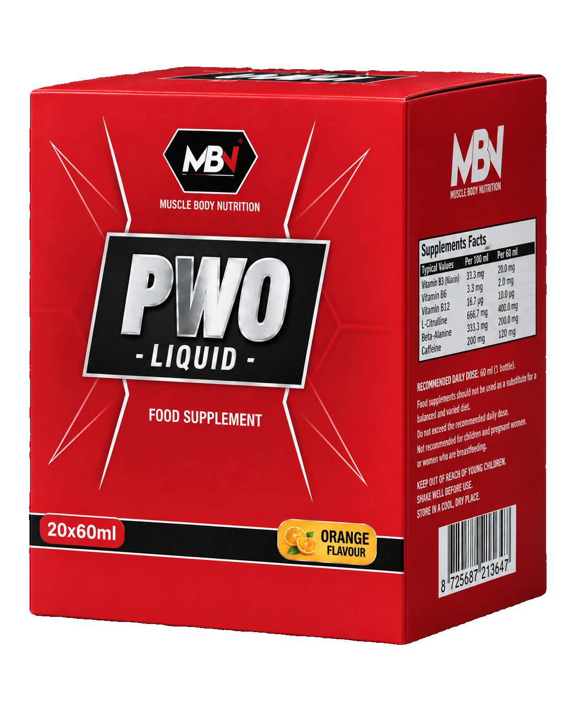 MBN Pre-Workout Shots 20 Shots box