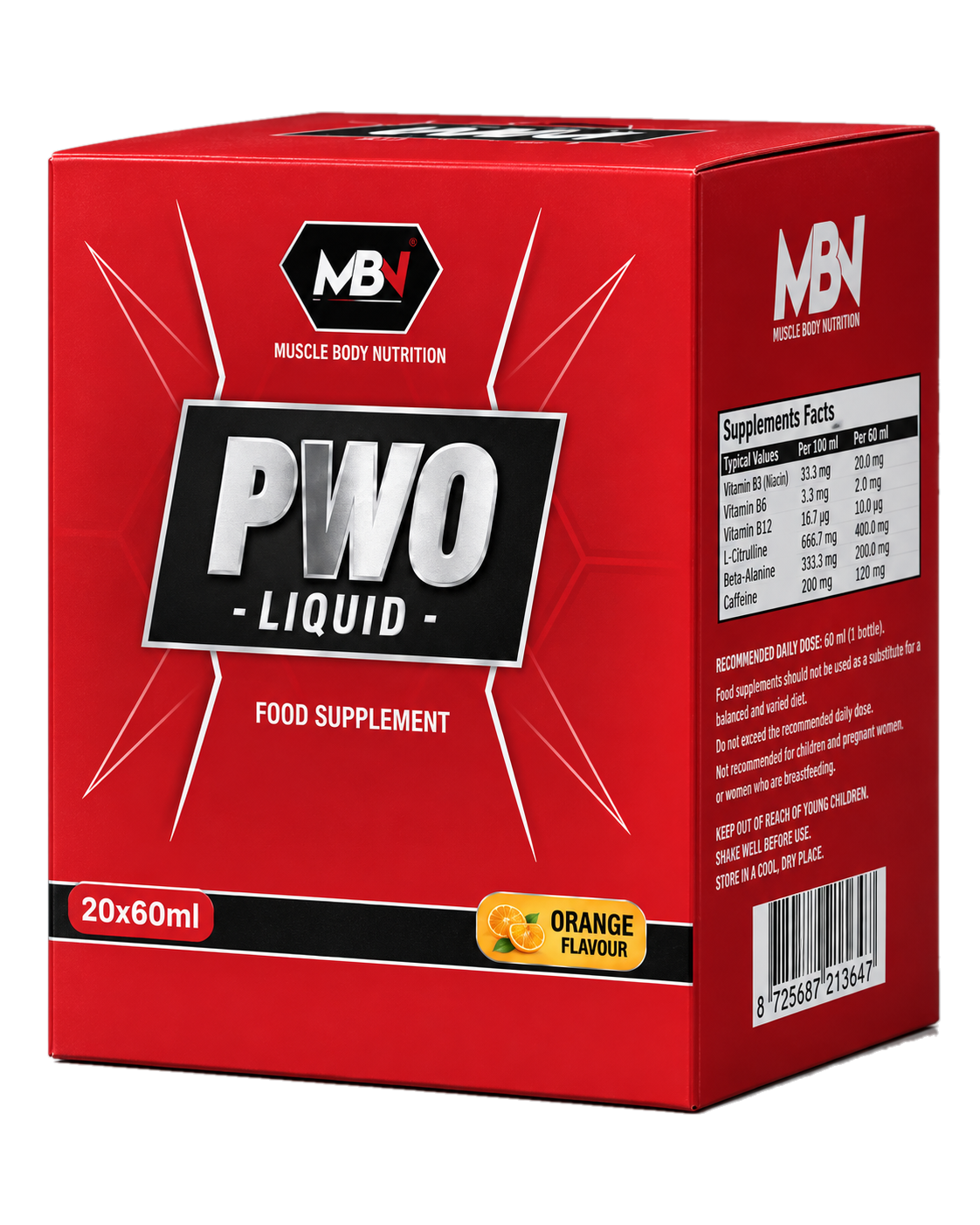 MBN PWO Liquid Orange 20 x 60 ml box